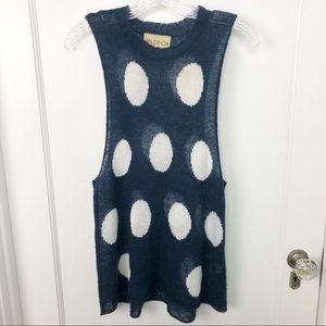 Wildfox Navy  Polka Dot Sleeveless Sweater Tank